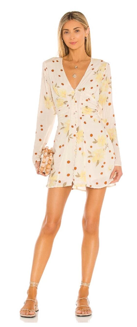 Free People Dress Medium Date Night Mini Floral Polka Boho Chic Summer Playful